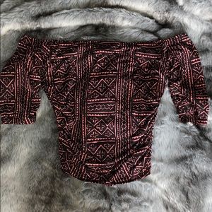Tribal Off The Shoulder Crop Top